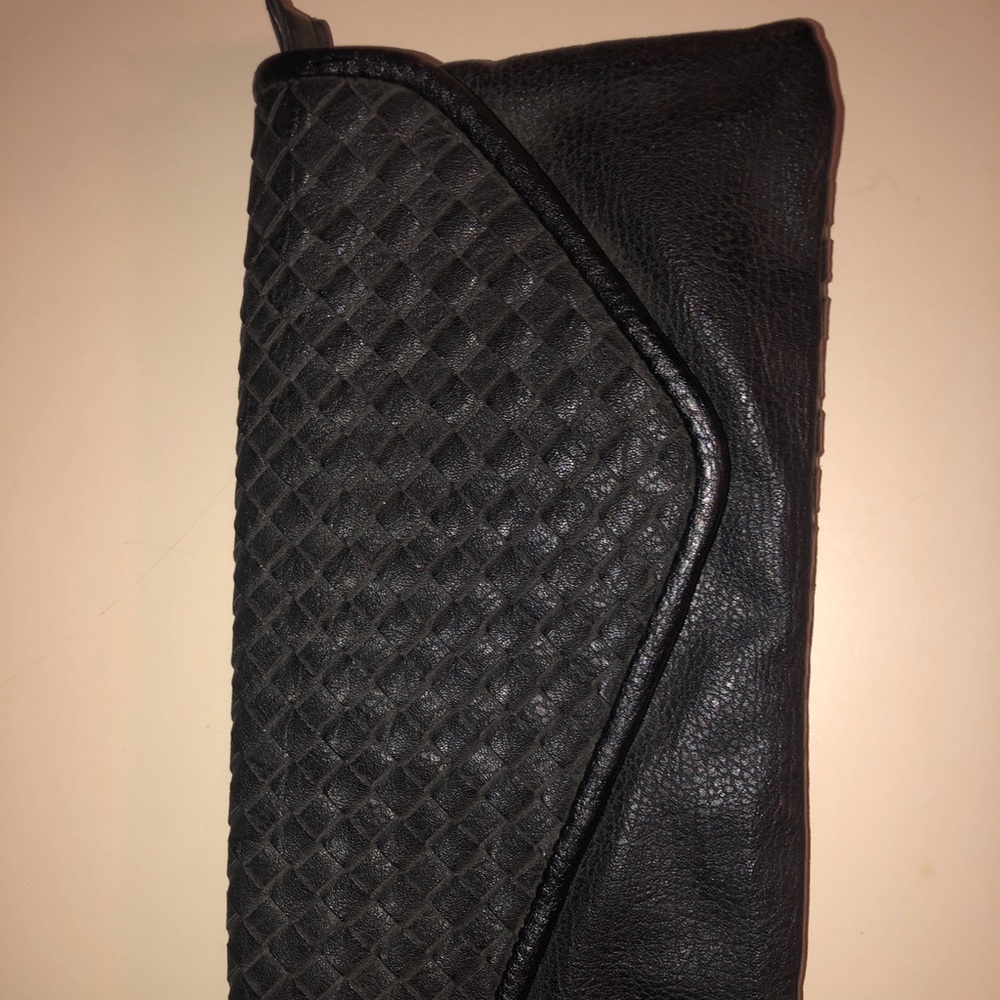 Black leather clutch